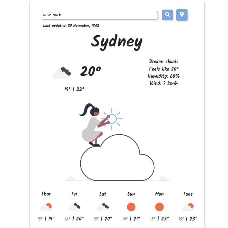 Screenshot of weather app